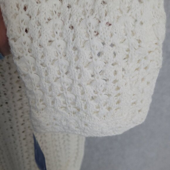 Relativity Womens Crochet Knit Sweater Top Size 1X White Cottagecore Boho NWT - Picture 9 of 16